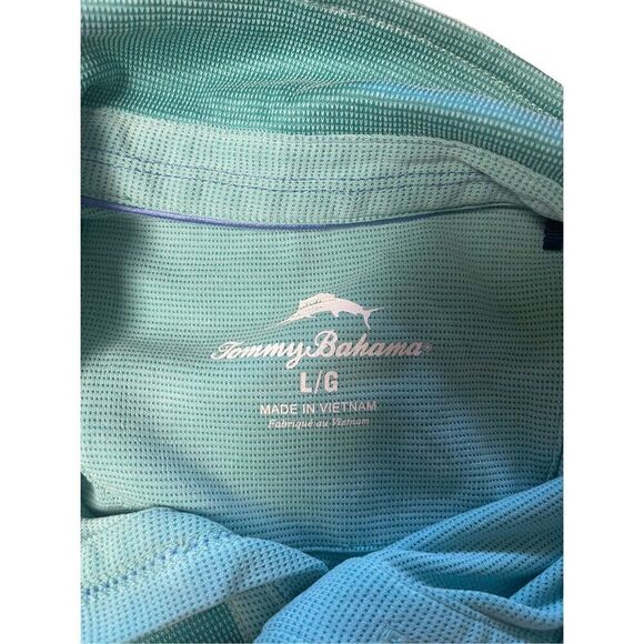 Tommy Bahama Men's Collared Henley Style Short Sleeve Aqua Blue Polo Shirt Sz L - Picture 7 of 12